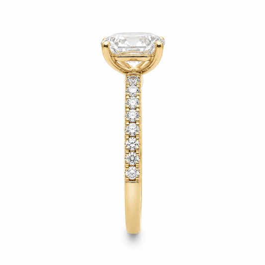 10K Yellow Gold 1-1/3 CTW Lab-Grown Oval Diamond Engagement Ring – 1 CT Center