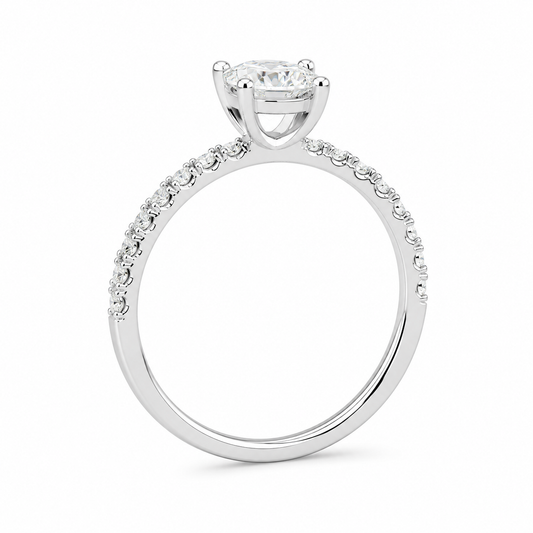 10K White Gold 1-1/3 CTW Lab-Grown Oval Diamond Engagement Ring – 1 CT Center