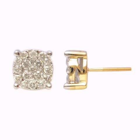 1 Ctw Natural Diamond Super Flower Earrings in 10K Yellow Gold