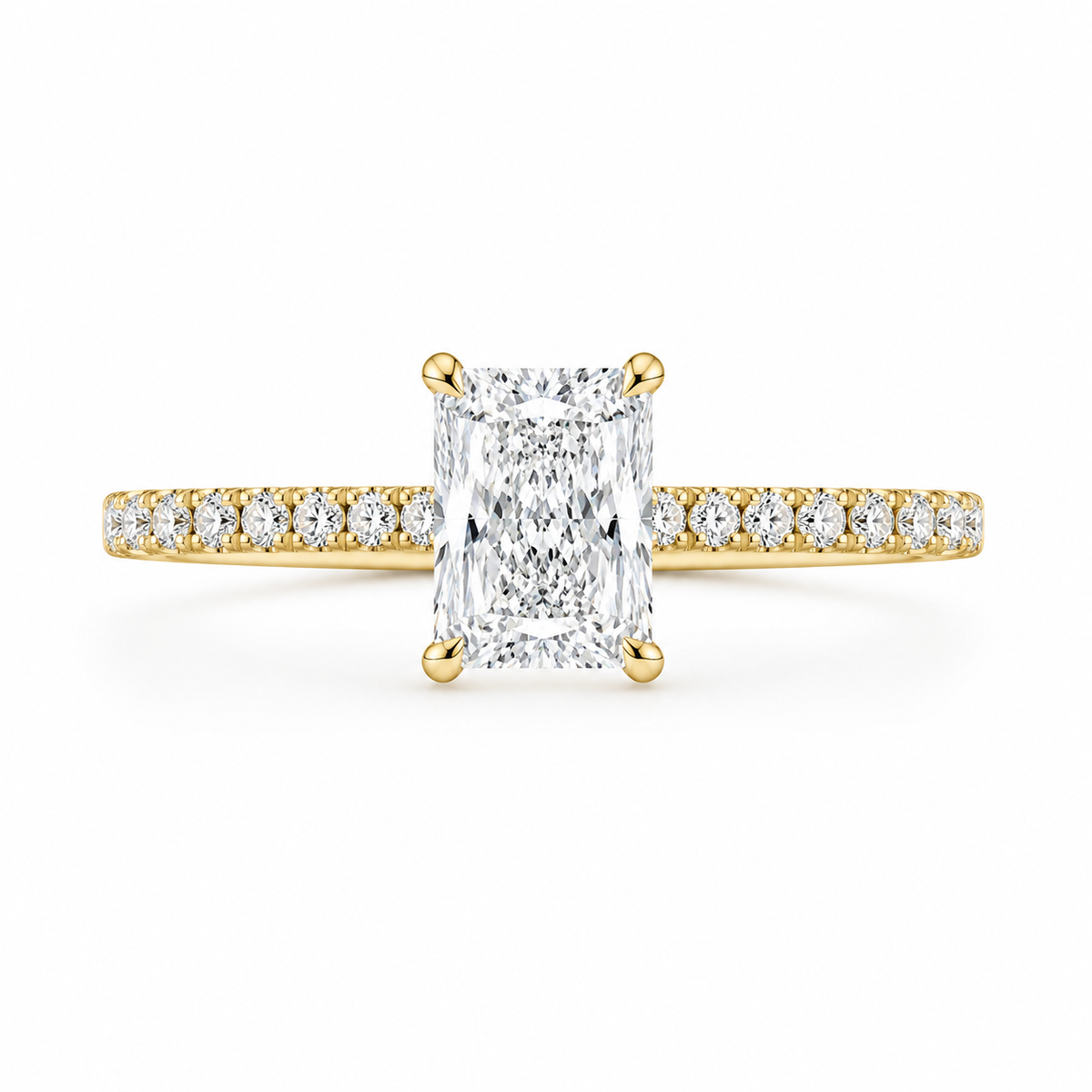 10K Yellow Gold 1-1/3 CTW Lab-Grown Radiant Diamond Engagement Ring – 1 CT Center