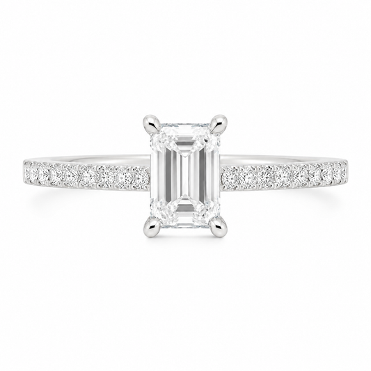 10K White Gold 1-1/3 CTW Lab-Grown Emerald Diamond Engagement Ring – 1 CT Center
