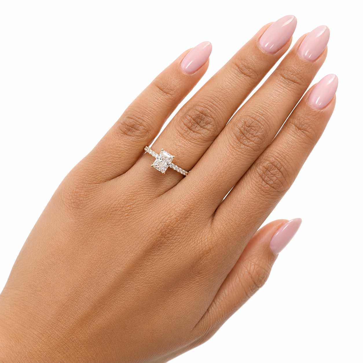 10K Yellow Gold 1-1/3 CTW Lab-Grown Radiant Diamond Engagement Ring – 1 CT Center