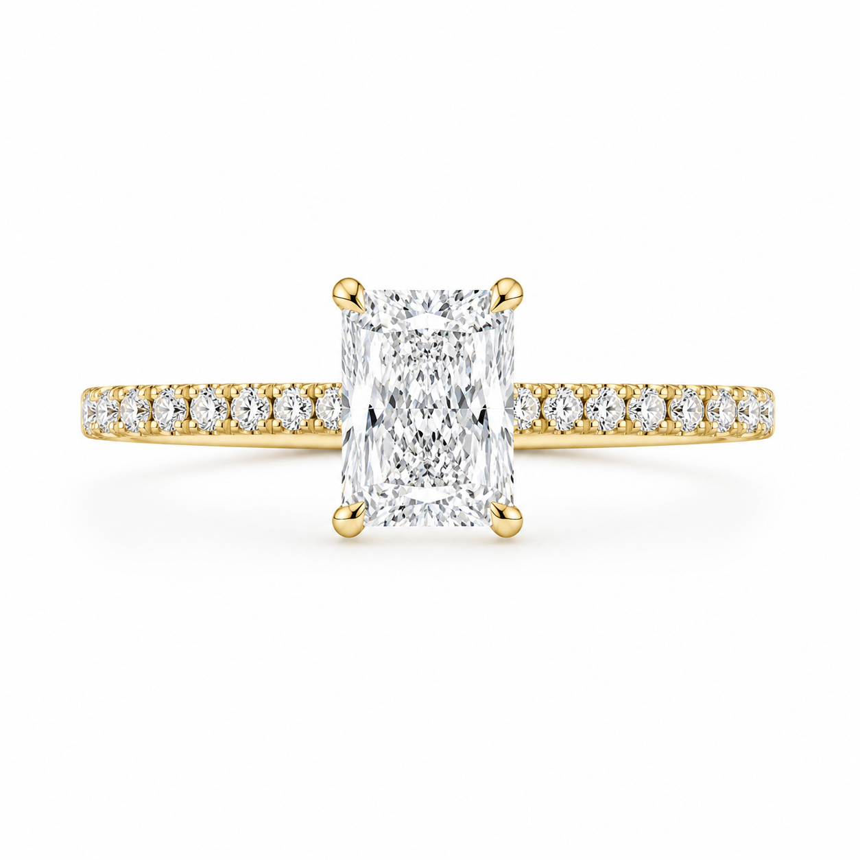 10K Yellow Gold 1-1/3 CTW Lab-Grown Radiant Diamond Engagement Ring – 1 CT Center