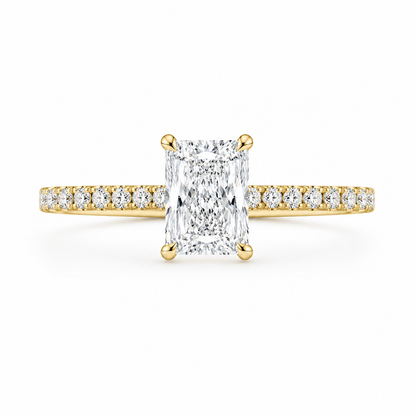 10K Yellow Gold 1-1/3 CTW Lab-Grown Radiant Diamond Engagement Ring – 1 CT Center