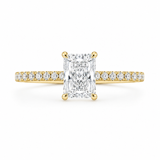 10K Yellow Gold 1-1/3 CTW Lab-Grown Radiant Diamond Engagement Ring – 1 CT Center