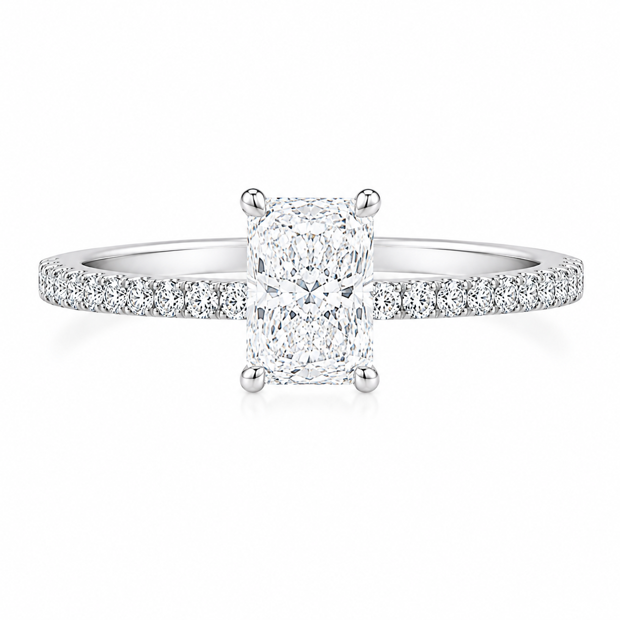 10K White Gold 1-1/3 CTW Lab-Grown Radiant Diamond Engagement Ring – 1 CT Center (Copy)