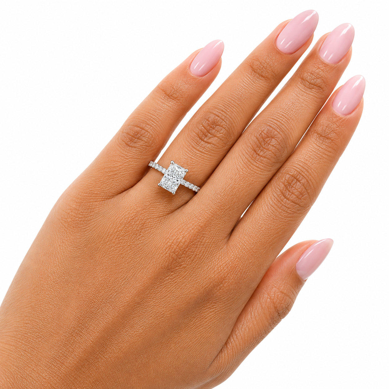 10K White Gold 1-1/3 CTW Lab-Grown Radiant Diamond Engagement Ring – 1 CT Center (Copy)