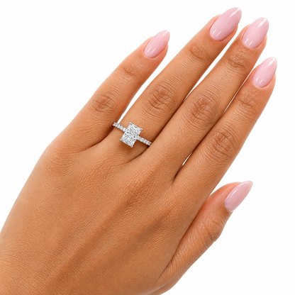 10K White Gold 1-1/3 CTW Lab-Grown Radiant Diamond Engagement Ring – 1 CT Center (Copy)