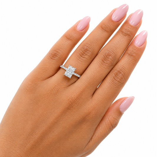 10K White Gold 1-1/3 CTW Lab-Grown Radiant Diamond Engagement Ring – 1 CT Center (Copy)