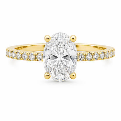 10K Yellow Gold 1-1/3 CTW Lab-Grown Oval Diamond Engagement Ring – 1 CT Center
