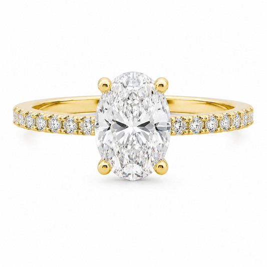 10K Yellow Gold 1-1/3 CTW Lab-Grown Oval Diamond Engagement Ring – 1 CT Center