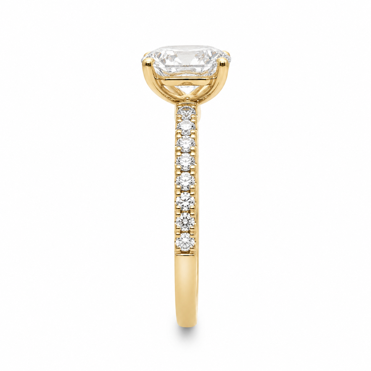 10K Yellow Gold 1-3/8 CTW Lab-Grown Oval Diamond Engagement Ring – 1 CT Center
