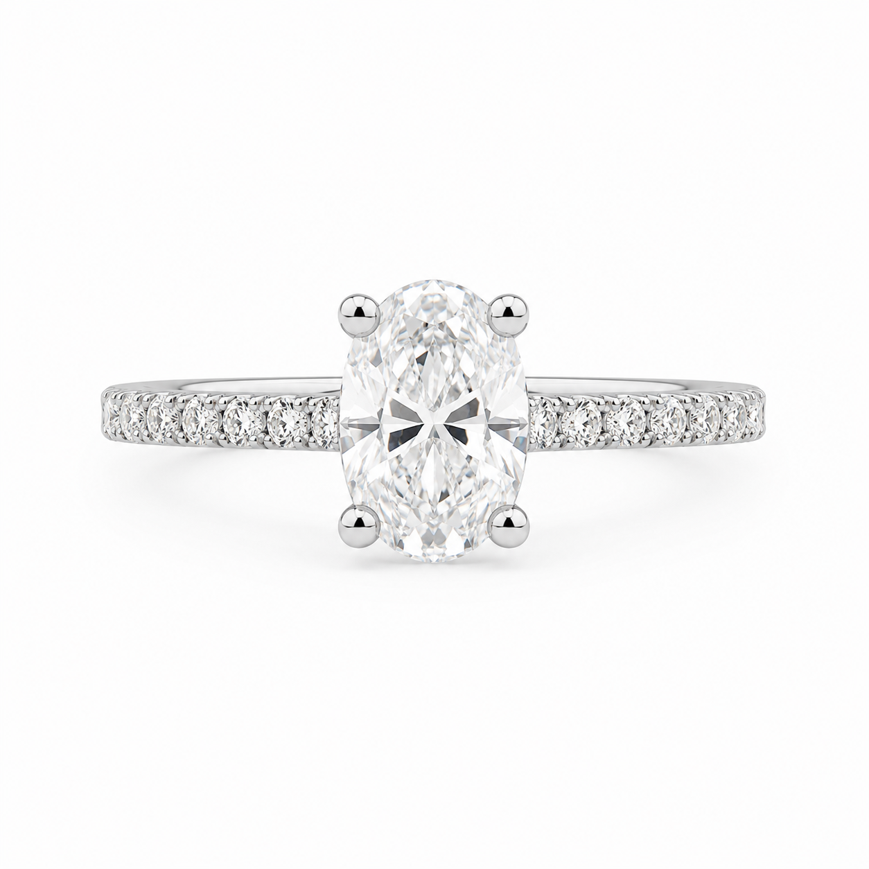 10K White Gold 1-3/8 CTW Lab-Grown Oval Diamond Engagement Ring – 1 CT Center
