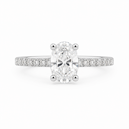 10K White Gold 1-1/3 CTW Lab-Grown Oval Diamond Engagement Ring – 1 CT Center
