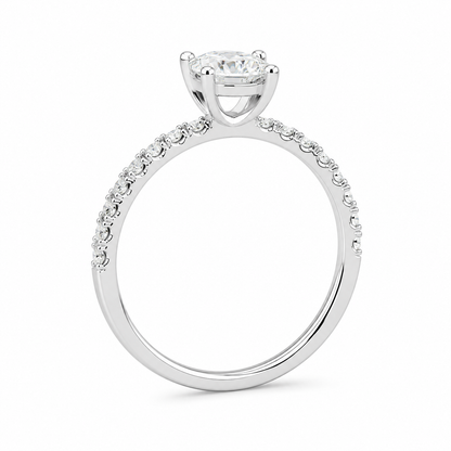 10K White Gold 1-1/3 CTW Lab-Grown Oval Diamond Engagement Ring – 1 CT Center
