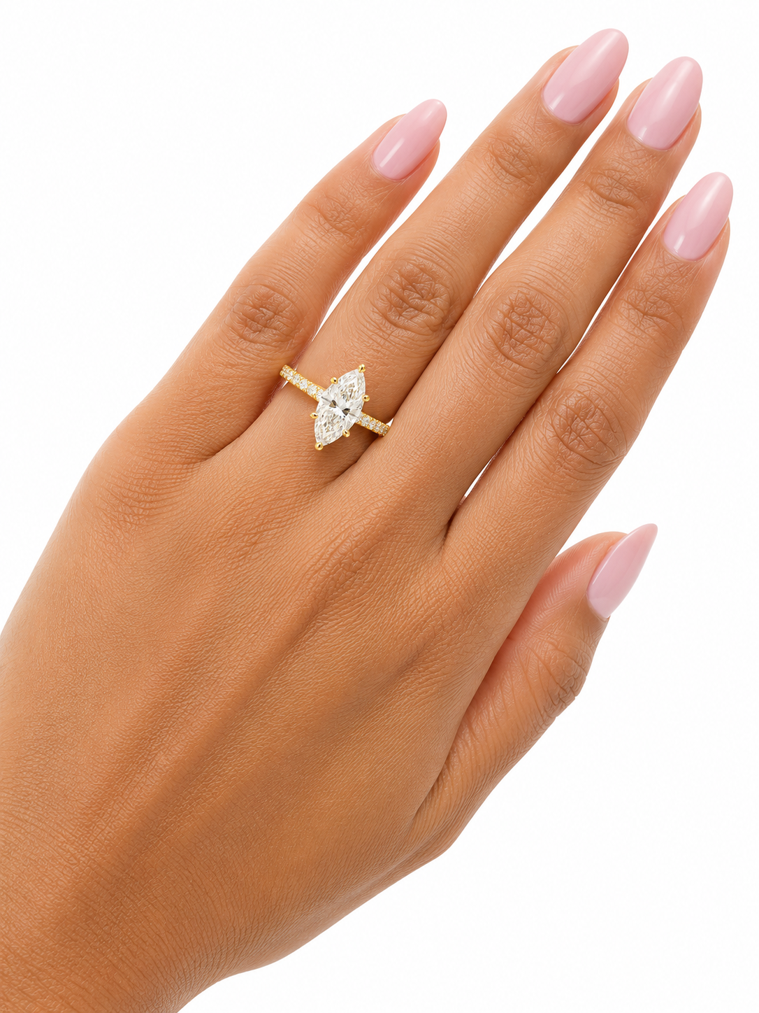10K Yellow Gold 1-1/3 CTW Lab-Grown Marquise Diamond Engagement Ring – 1 CT Center