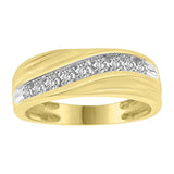 Men's 10K Yellow Gold Wedding Band 1/2CT Brilliant Round Diamond.