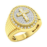 MENS RING 0.50CT ROUND/BAGUETTE DIAMOND 10K YELLOW GOLD