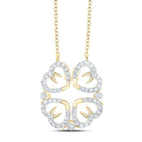 10k Yellow Gold Womens Round Diamond Convertible Heart Necklace 3/8Cttw