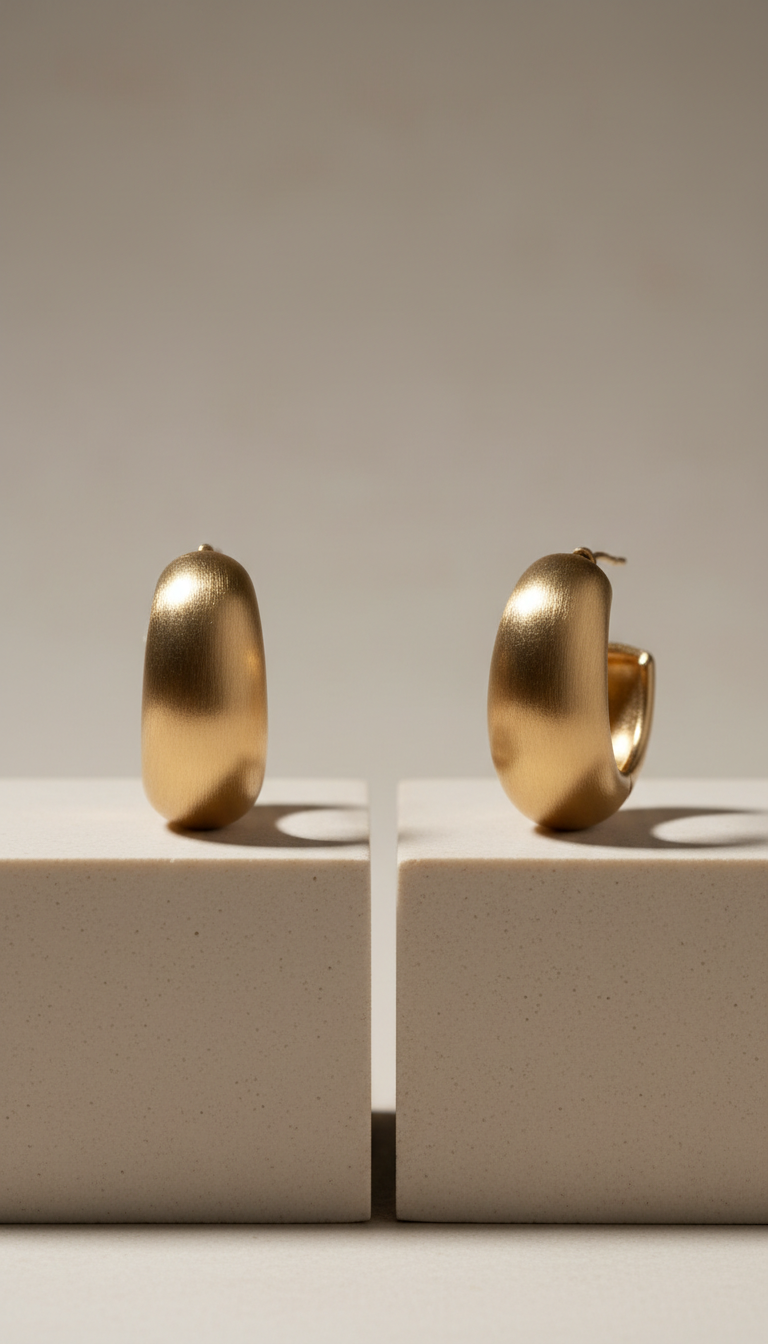 Matte gold hoop earrings in 18k