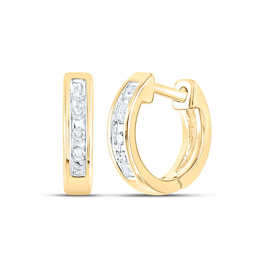 0.05 Ctw Natural Diamond Diamond Hoops Earrings in 10K Yellow Gold