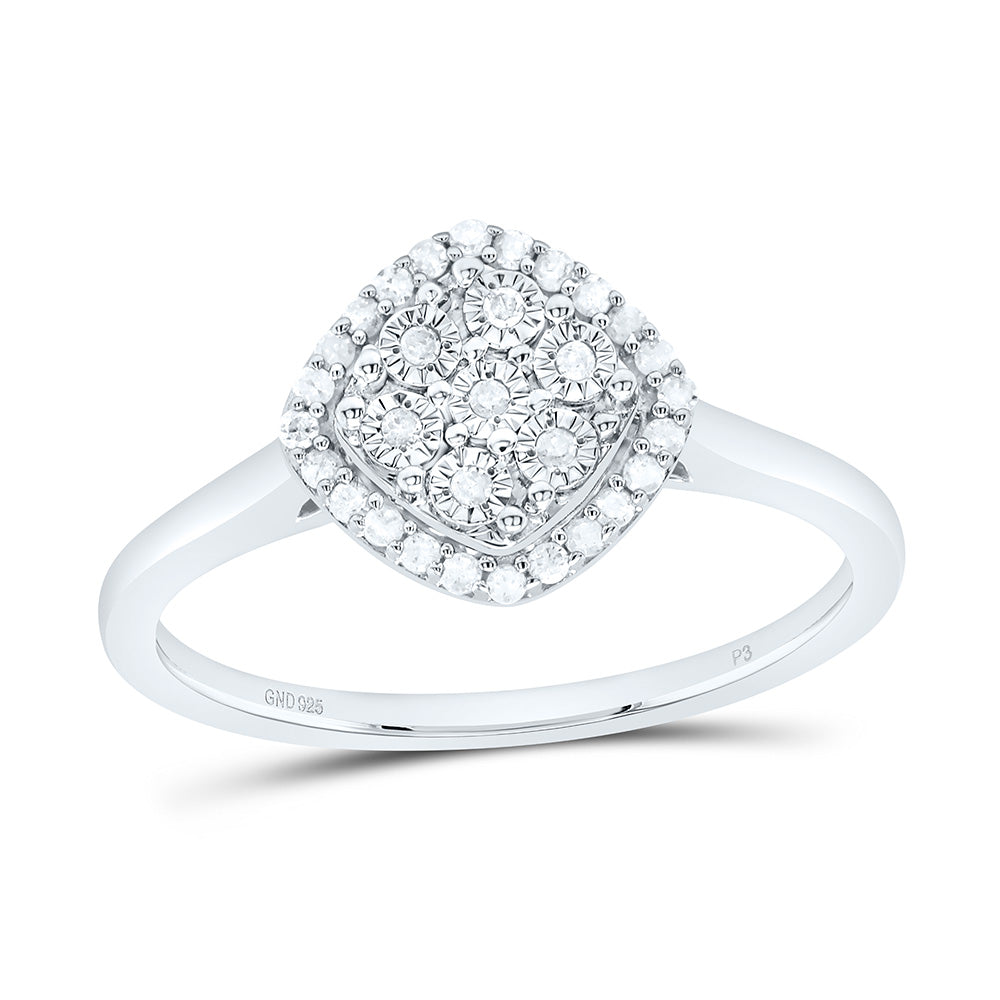 1/8 CTW Natural Diamond  Cluster Ring in Sterling Silver - Diamond World
