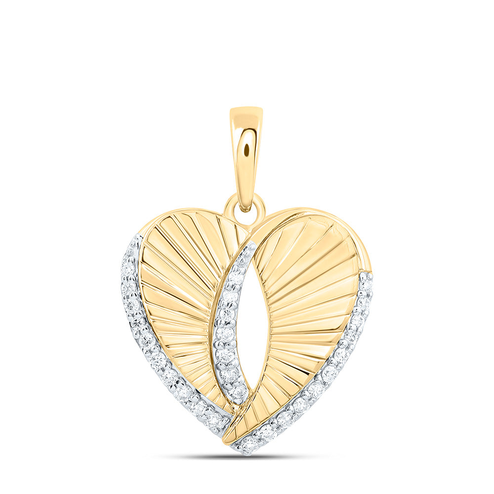 0.17 Ctw Natural Diamond Heart Pendant in 10K Yellow Gold
