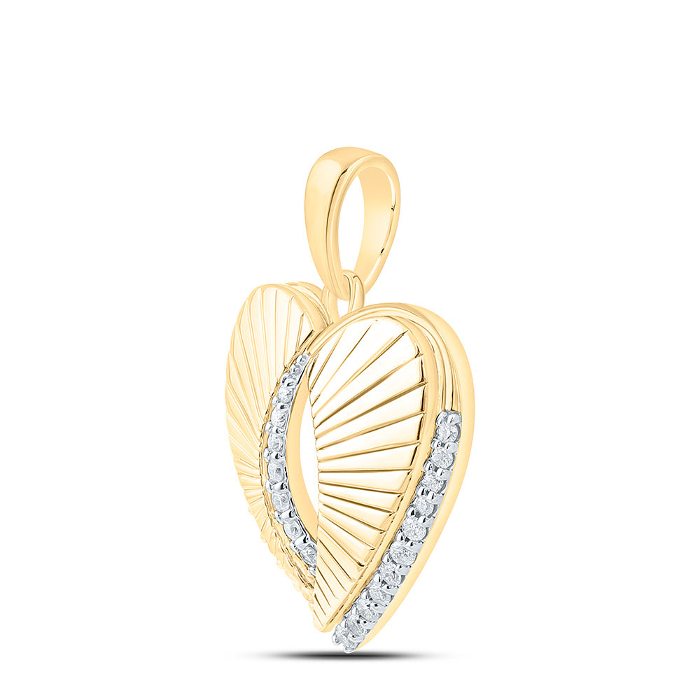 0.17 Ctw Natural Diamond Heart Pendant in 10K Yellow Gold