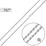 Sterling Silver 925 Rope 050 Chain 2.5mm