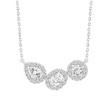 LADIES NECKLACE 2 1/2CT ROUND/PEAR/OVAL DIAMOND 14K WHITE GOLD (CENTER STONE ROUND/PEAR/OVAL LAB GROWN DIAMOND 1/2CT 3/4CT 5/8CT )