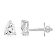 LADIES SOLITAIRE EARRINGS 1 1/2CT PEAR LAB GROWN DIAMOND 14K WHITE GOLD