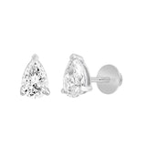 LADIES SOLITAIRE EARRINGS 1 1/2CT PEAR LAB GROWN DIAMOND 14K WHITE GOLD