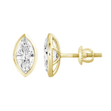 LADIES SOLITAIRE EARRINGS 3CT MARQUISE LAB GROWN DIAMOND 14K YELLOW GOLD