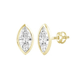 LADIES SOLITAIRE EARRINGS 3CT MARQUISE LAB GROWN DIAMOND 14K YELLOW GOLD