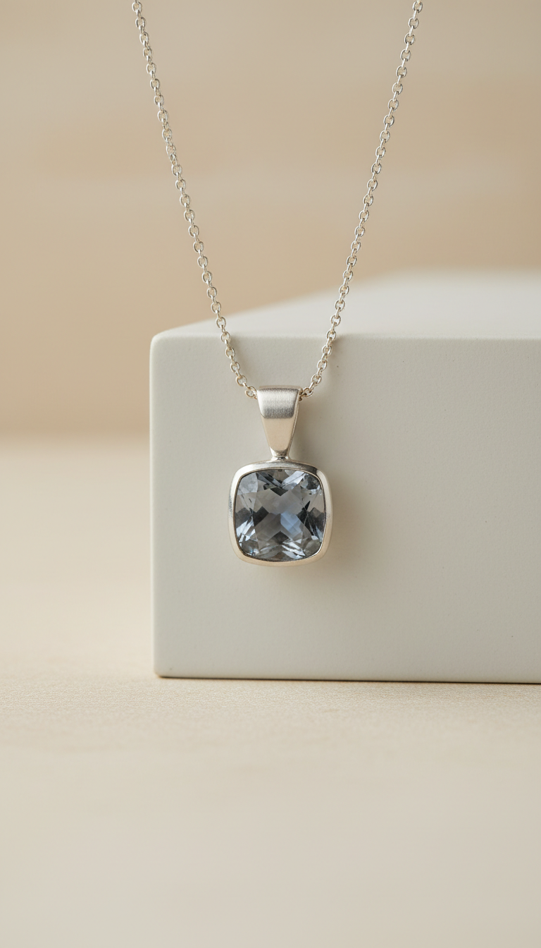Minimalist gemstone pendant necklace in platinum