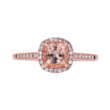 14K Rose Gold 1.00 CT Morganite Center Halo Ring