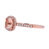 14K Rose Gold 1.00 CT Morganite Center Halo Ring