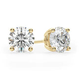 14K Gold 4 Prong Moissanite Screwback Earrings