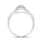 Anillo de compromiso con solitario de diamantes redondos para mujer de oro blanco de 10 quilates, 1/4 quilates 