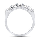 Alianza de boda de oro blanco de 14 quilates para mujer con diamantes redondos y 5 piedras, 1 quilates 