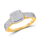 Anillo de compromiso de boda nupcial cuadrado con diamantes redondos de oro amarillo de 10 quilates de 1/4 quilates