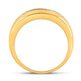 Anillo de boda de una sola hilera de diamantes redondos para hombre de oro amarillo de 10 quilates, 1/2 quilates 