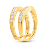 Anillo de boda de oro amarillo de 14 quilates con diamantes redondos para mujer, potenciador de 1 quilates 