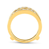 Anillo de boda de oro amarillo de 14 quilates con diamantes redondos para mujer, potenciador de 1 quilates 