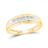 Anillo de boda de oro amarillo de 10 quilates con diamantes redondos para hombre, 1/4 quilates 