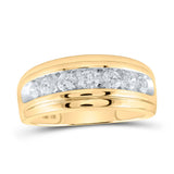 Anillo de boda de oro amarillo de 10 quilates con diamantes redondos para hombre, 1 quilates 