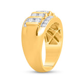 Anillo de boda de oro amarillo de 14 quilates con diamantes redondos para hombre, 2 quilates 