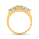 Anillo de boda de oro amarillo de 14 quilates con diamantes redondos para hombre, 2 quilates 