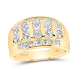 Anillo de boda de oro amarillo de 14 quilates con diamantes redondos para hombre, 2 quilates 