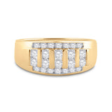 Anillo de boda de oro amarillo de 10 quilates con diamantes redondos para hombre, 1 quilates 